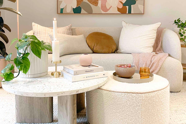 Cozy living room featuring modern decor and neutral tones from The Rental Edit collection