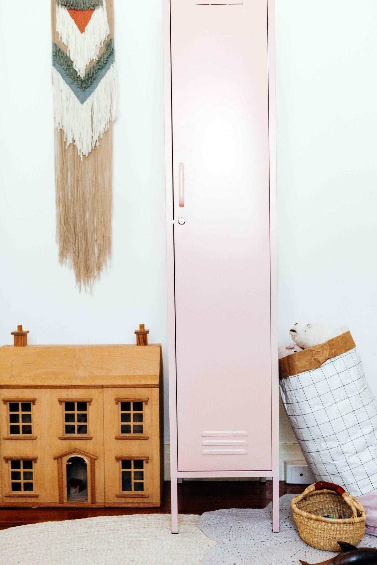 Mustard Made Skinny locker in Blush in a styled kids room