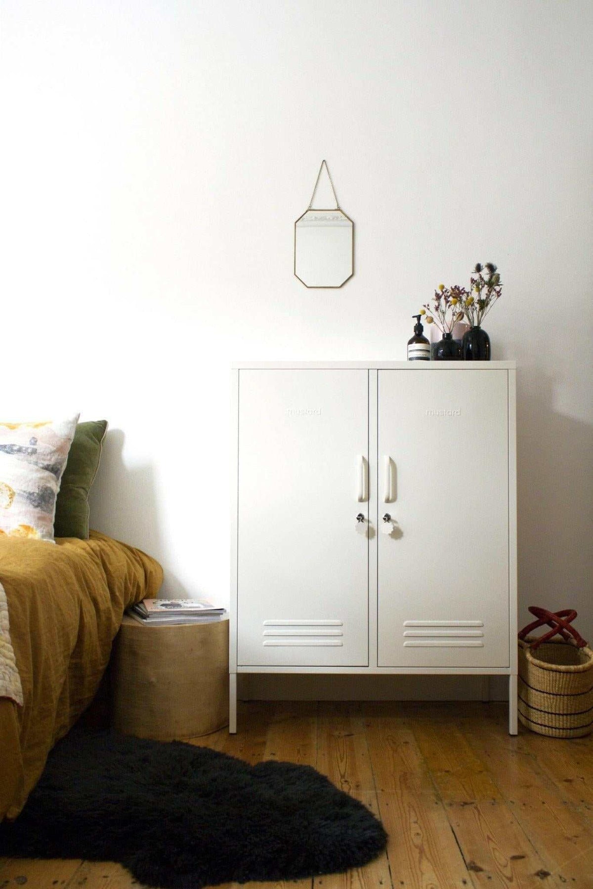Mustard Made Midi locker in Chalk in a styled bedroom