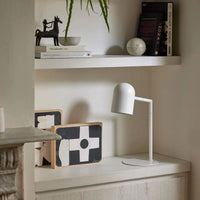 White Pia Task Lamp with modern design and E27 bulb socket for desk or bedroom lighting