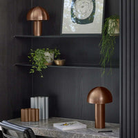 Ore Desk Lamp brushed bronze with geometric design and hemispherical dome shade