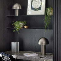 Modern Ore Table Lamp with brushed nickel finish and geometric design