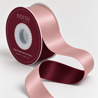 norsu STUDIO Double Sided Satin Ribbon – Wide 3cm x 22.86m, Blush/Burgundy