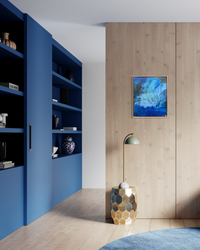 Tangled in Blue abstract canvas art print by Prudence Demarchi - blue and white paint textures