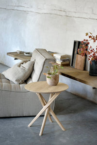 Ethnicraft Oak Mikado Side Table, styled in a room setting