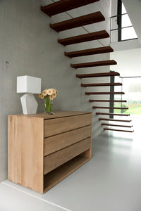 Ethnicraft Nordic Chest of Drawers - 3 Drawer, styled in a room setting