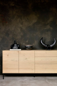 Ethnicraft Whitebird Sideboard 2 Doors, 3 Drawers, styled in a room setting