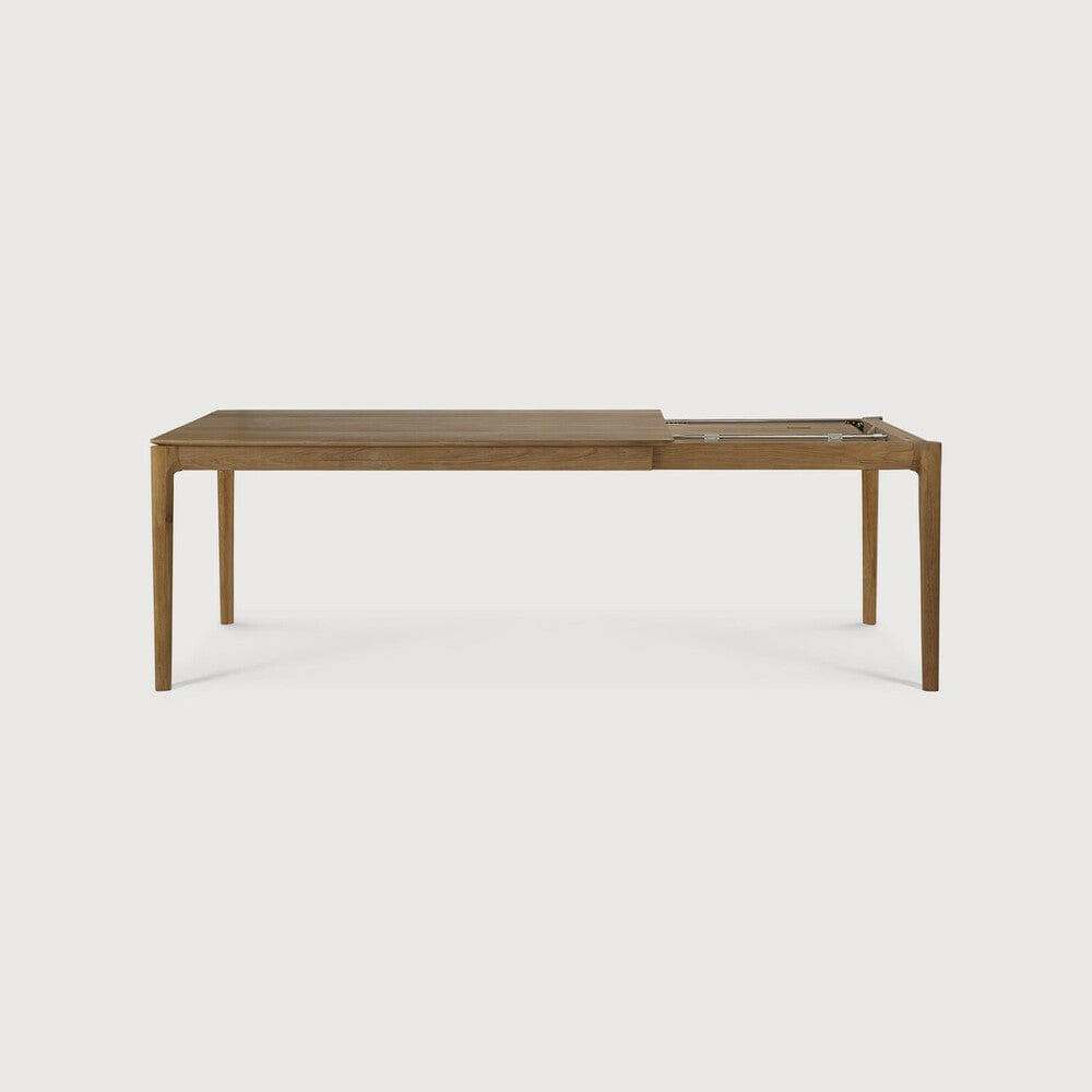 Ethnicraft Bok Extendable Dining Table in natural teak with sleek, minimalist design and extendable feature.