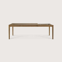Ethnicraft Bok Extendable Dining Table in natural teak with sleek, minimalist design and extendable feature.