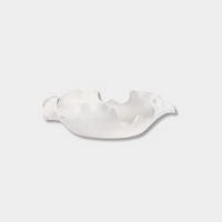 Nicole Decorative Bowl in white ceramic with ruffled edges and flowing silhouette, 30cm diameter handcrafted centerpiece bowl