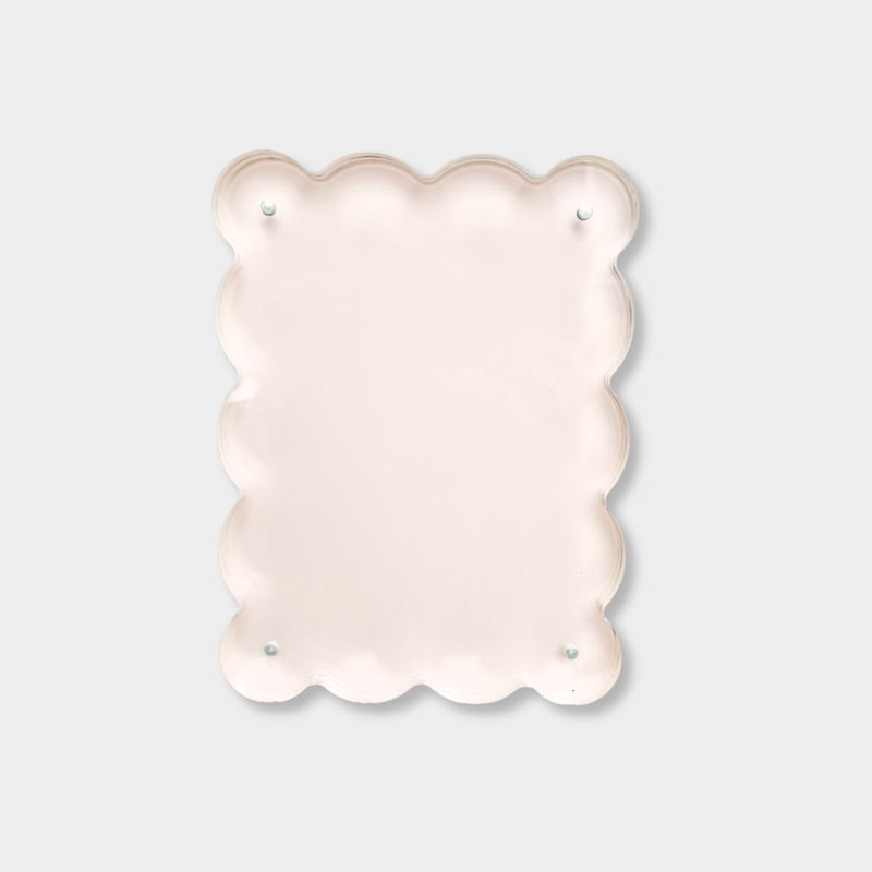 norsu Studio scalloped magnetic photo frame in blush with acrylic finish and 2.5 cm depth for easy photo swapping and modern gallery style