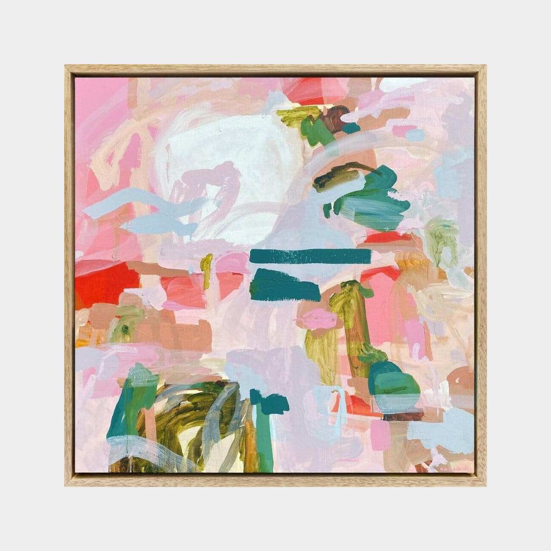 Prudence Demarchi Fine Art abstract canvas print titled Too Many Cooks with vivid colors and geometric forms