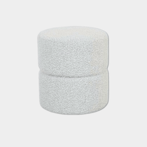 GlobeWest Tito Ottoman, Ice Boucle | Norsu Interiors