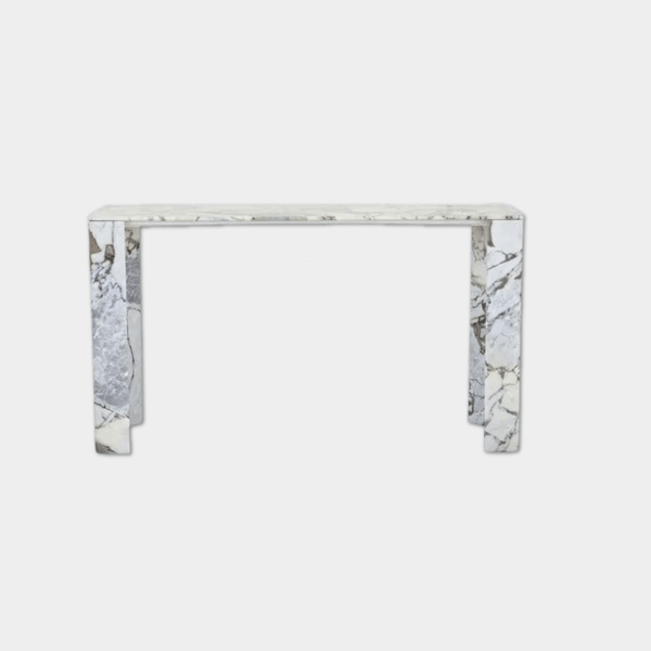 GlobeWest Atlas Slab Console Table, Natural Ocean Marble | Norsu Interiors