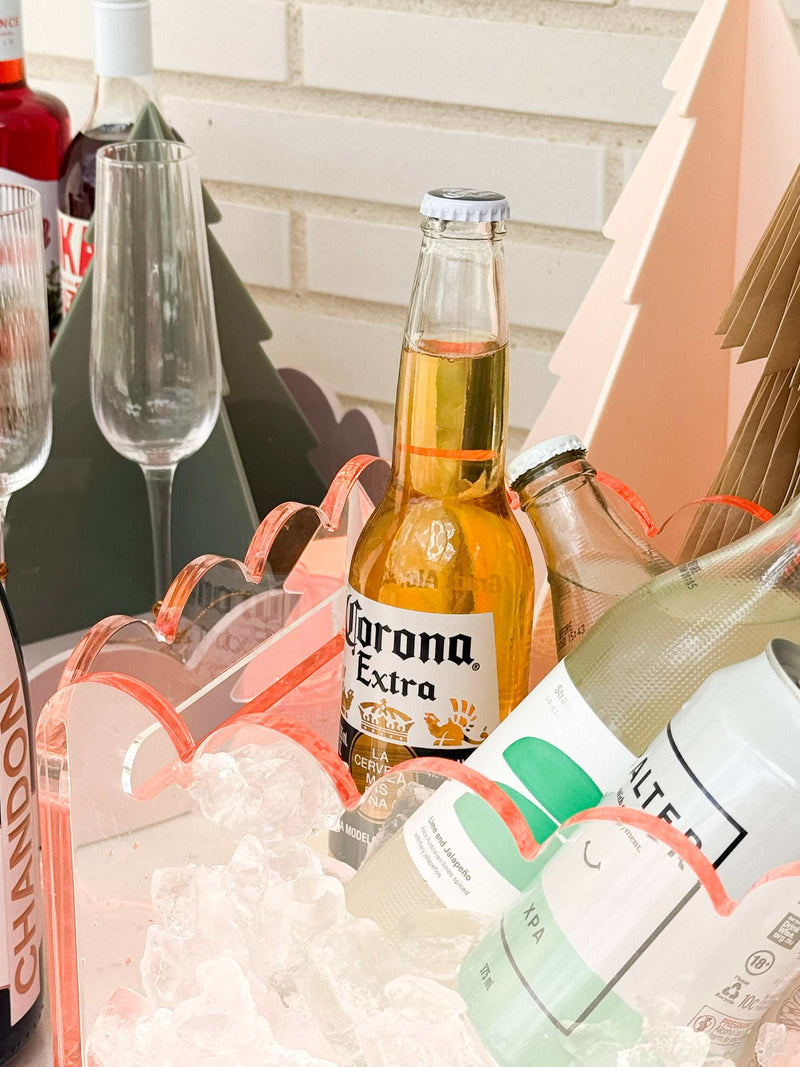 norsu Studio ochre perspex scalloped drink bucket with beverages and ice for entertaining