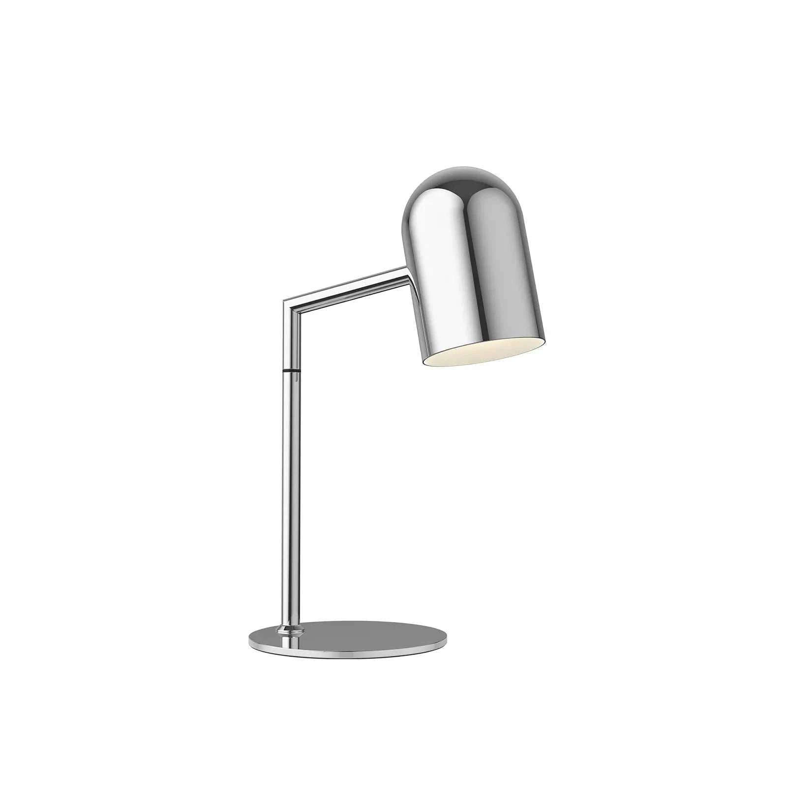 Pia Desk Lamp polished chrome modern sleek design with E27 socket on/off switch compact size for desk or bedroom