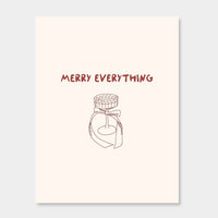 norsu STUDIO Christmas card with festive "Merry Everything" text and cocktail illustration on matte cardstock