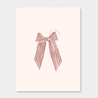 norsu STUDIO Christmas Card with red striped bow design on cream background
