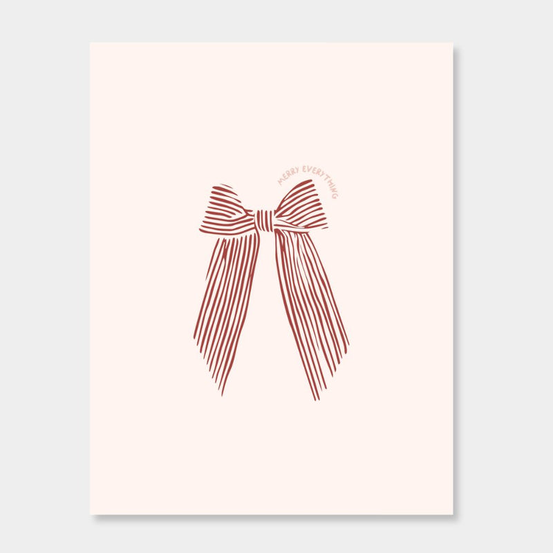norsu STUDIO Christmas Card with red striped bow design on cream background