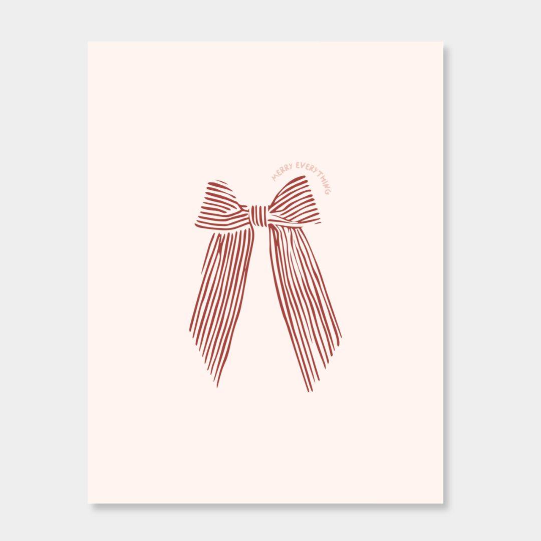norsu STUDIO Christmas Card with red striped bow design on matte 350gsm stock with kraft envelope