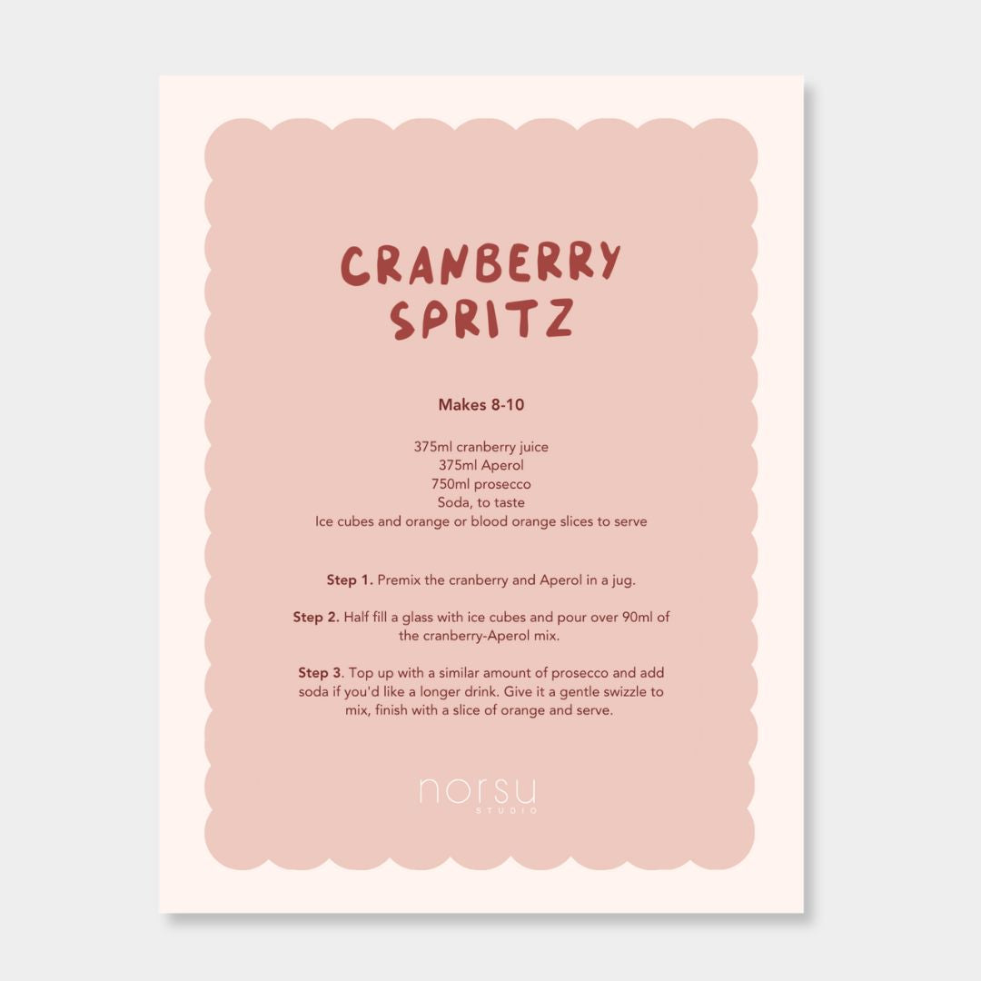 norsu STUDIO Christmas Card with striped bow design and festive recipe on premium matte stock