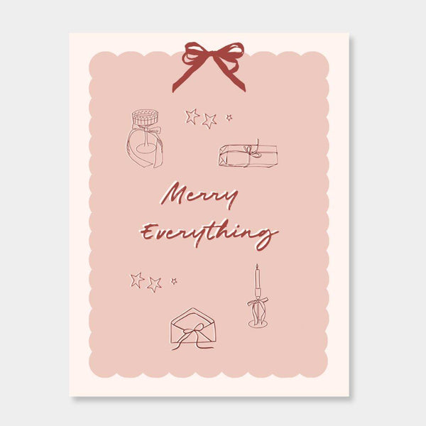 norsu STUDIO Christmas Card Merry Everything blush design with festive illustrations on premium matte stock