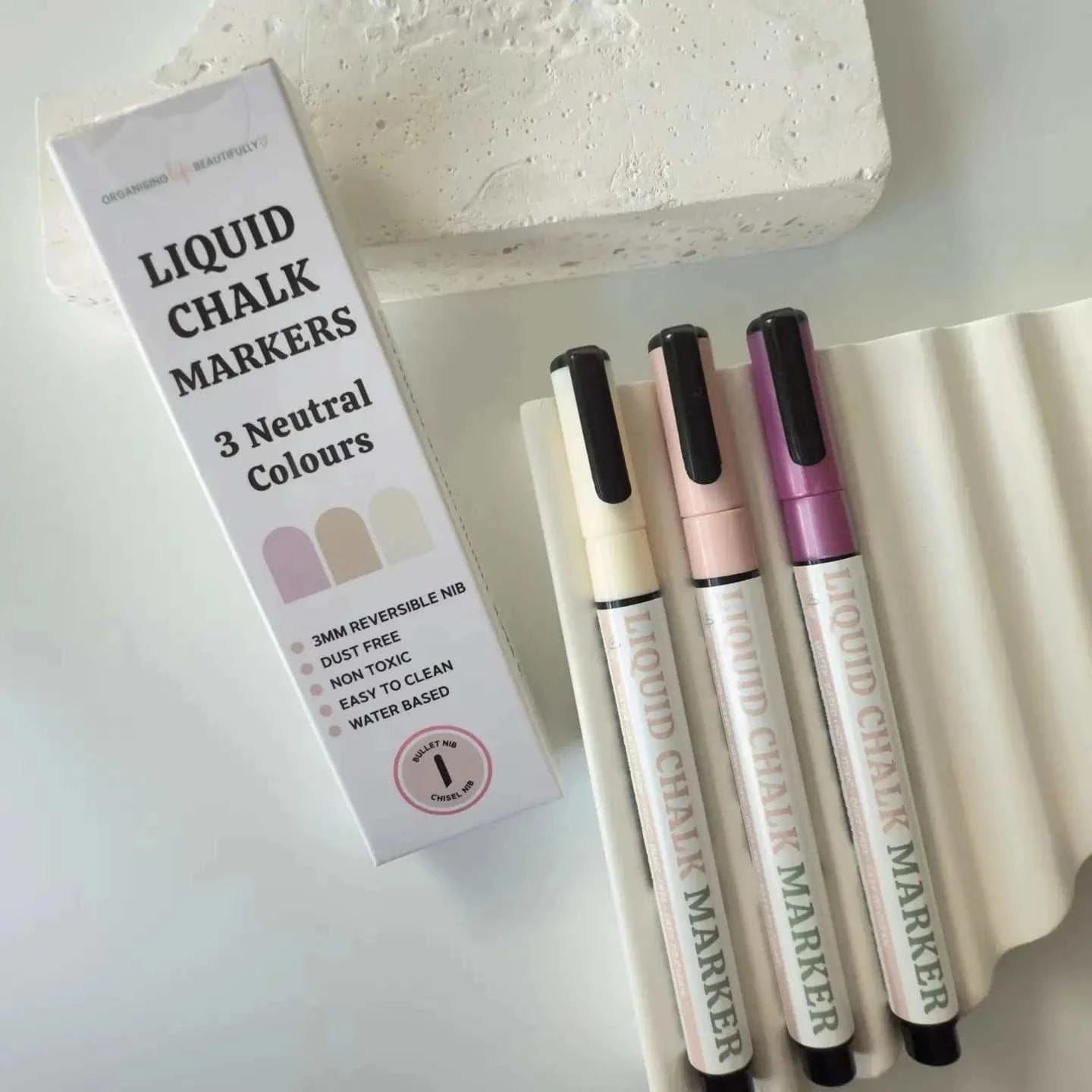 Organising Life Beautifully storage Organising Life Beautifully - Liquid Chalk Markers 3 Pack, Neutrals