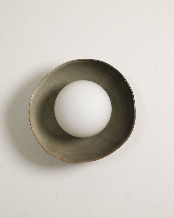 Robert Gordon Shell Wall Sconce ceramic wall light, hand glazed in Saltbush | norsu Interiors