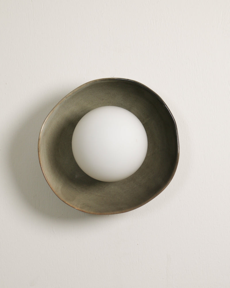 Robert Gordon Shell Wall Sconce ceramic wall light, hand glazed in Saltbush | norsu Interiors