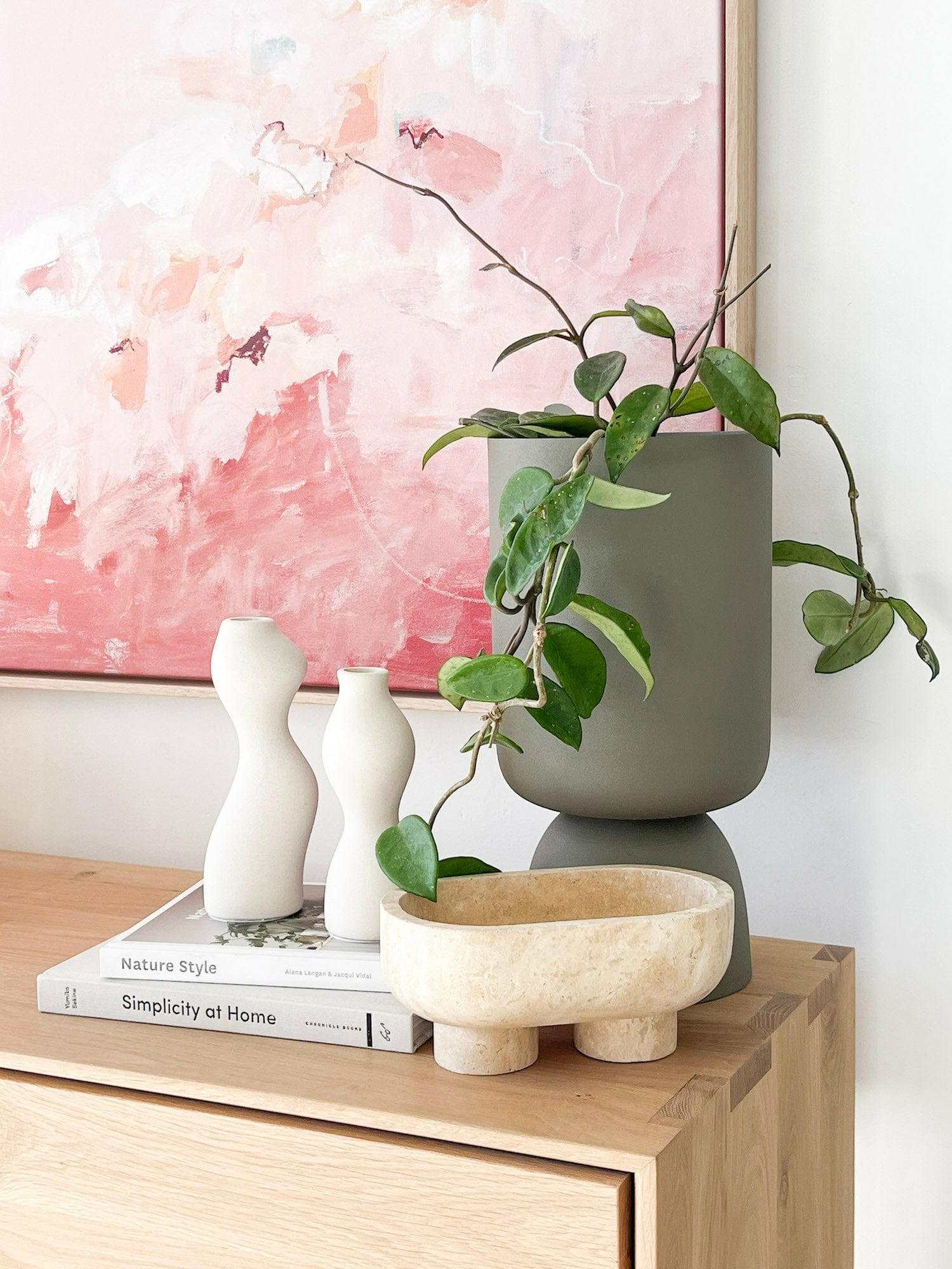 CoTheory Accessories CoTheory The Muse Footed Oval Tray - Beige Travertine (7921177886969)