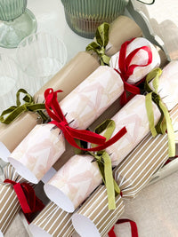 norsu Studio Build Your Own Christmas Crackers set of 6 with velvet ribbons and elegant designs