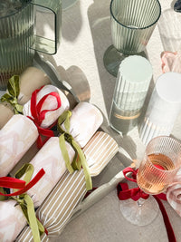 Set of 4 green Saltara RPET tumblers with ribbed texture, made from recycled plastic, ideal for eco-friendly outdoor use.