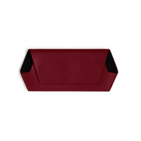 Burgundy Fox and Leo glasses case made of 100% leather with a slim design and magnetic closure