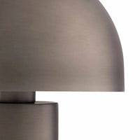 Ore Desk Lamp brushed nickel with geometric cylindrical base and hemispherical dome shade