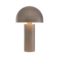 Modern Ore Table Lamp in brushed nickel with cylindrical base and domed shade