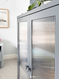 Mustard Made Locker The Mixer Slate with fluted glass doors and medallion handles