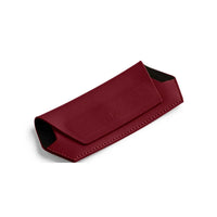 Burgundy Fox and Leo glasses case made of 100% leather with slimline design and magnetic closure