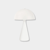 GlobeWest Easton Dome white modern mushroom-shaped metal table lamp with solid pedestal base