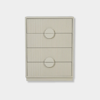 GlobeWest Benjamin Ripple Dresser in putty ash veneer with four ripple motif drawers and soft-close runners