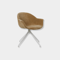 GlobeWest Daisy Spider Leg Office Chair in dijon upholstery with white powder-coated metal angled legs and low-back arm design