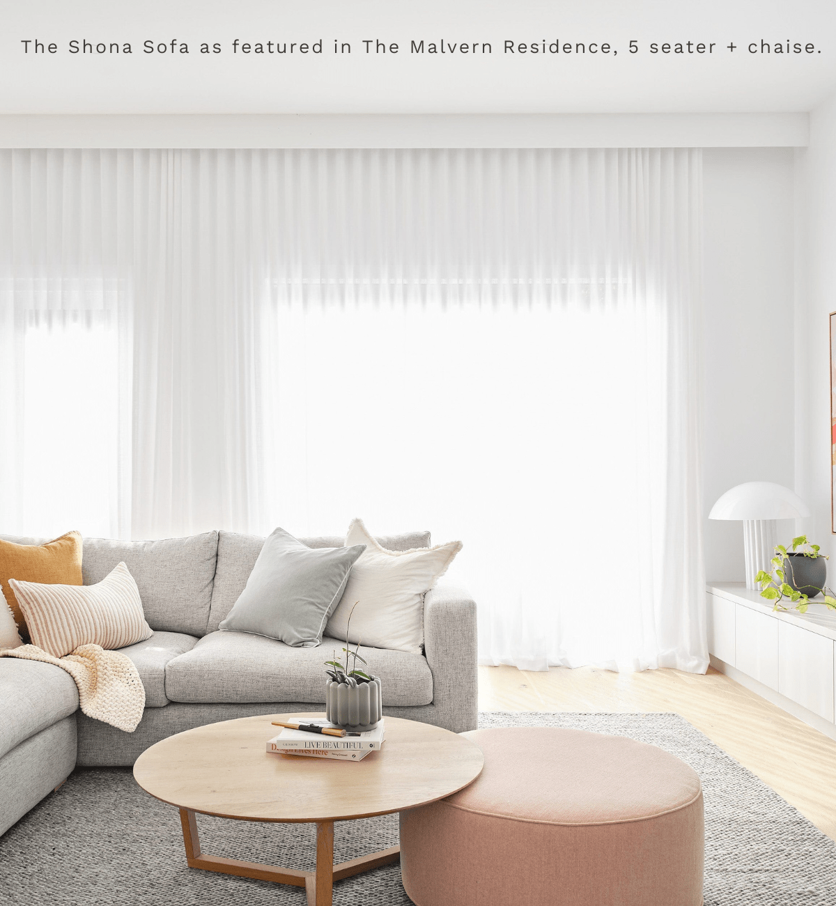 Molmic Sofas 3 Seater Molmic Shona sofa, 3 Seater, Hawthorn Silver Fabic with Oak Timber Legs AVAILABLE FOR IMMEDIATE PICK UP