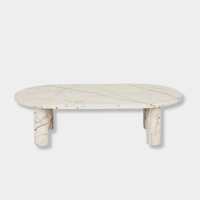 Globe West Coffee Tables Globe West Amara Oval Leg Coffee Table, Brown Vein Marble