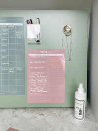 Blush magnetic meal planner for fridge organization and weekly menu planning