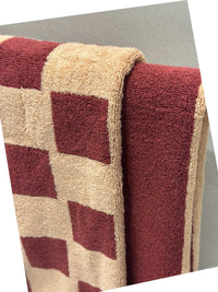 Loop Home Hand Towel Ruby Almond Blush pinstripe organic cotton luxury design