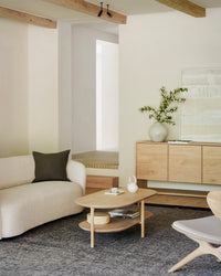 Ethnicraft Oak Bok Coffee Table - Oblong, styled in a room setting