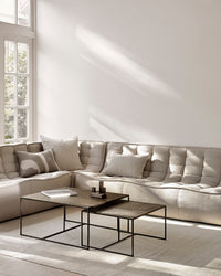 Ethnicraft Sofa N701 Corner - Dark Beige — styled in a room setting