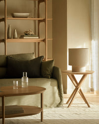 Ethnicraft Oak Mikado Side Table — styled in a room setting