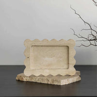 CoTheory Palazzo scalloped beige travertine marble tray small incense holder elegant design