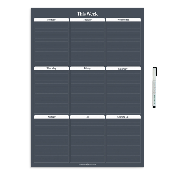 Peel & Stick Wall Planner A2 size reusable weekly planner with notes and white chalk marker