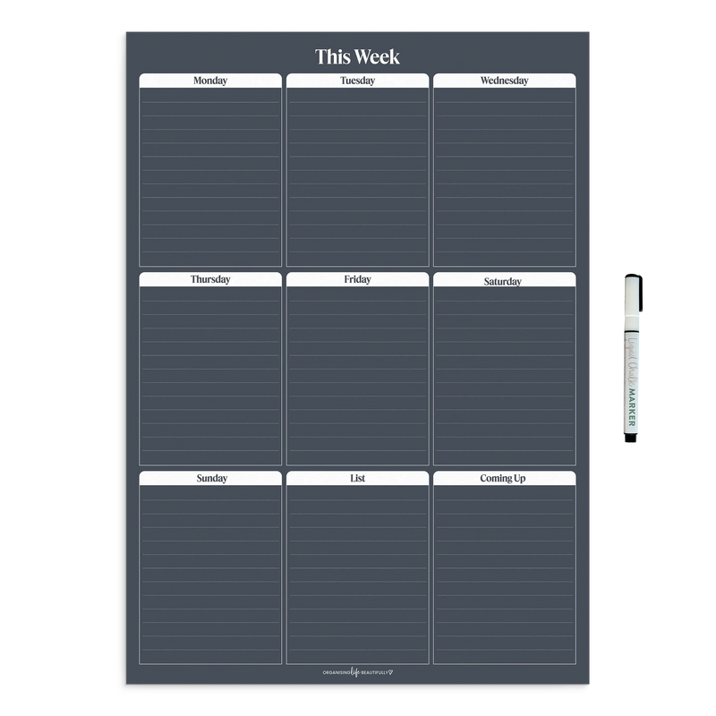 Peel & Stick Wall Planner A2 size reusable weekly planner with notes and white chalk marker